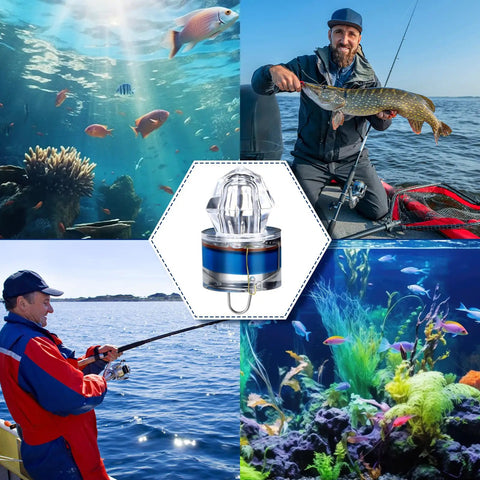 12 Piece LED Underwater Fishing Lights Set Deep Drop Lights Waterproof Diamond Tubular Lures used in various fishing settings