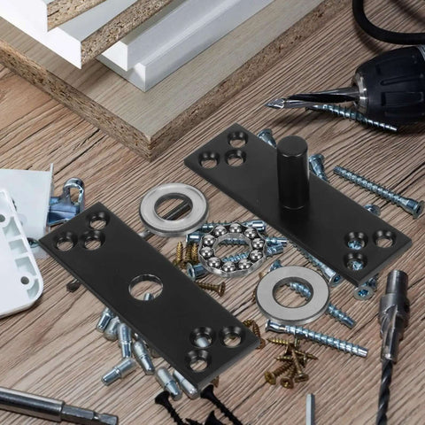 Heavy Duty Concealed Stainless Steel 360 Degree Pivot Door Hinge For Wood Cabinets And Furniture Hidden Hardware With Matte Black Finish