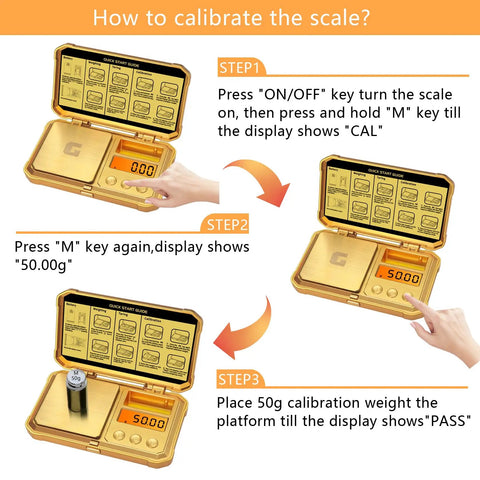 Pocket Digital Gram Scale 300g Capacity With 0.01g Precision Small High Precision Gold Scale calibration process with 50g weight.
