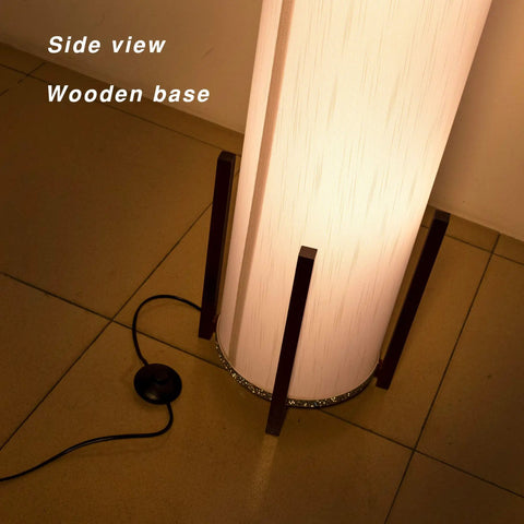 61 Inch RGB LED Floor Lamp With Remote Dimmer And Three Smart Bulbs Color Changing Modern Standing Lamp wooden base