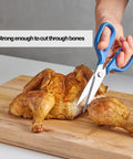 Heavy Duty Kitchen Shears For Everyday Chores, Pro Grade Stainless Steel Scissors For Meat, Herbs And Veggies, Ambidextrous Comfort Handle, Easy Clean Design, Durable Blue Kitchen Must Have cutting roasted chicken