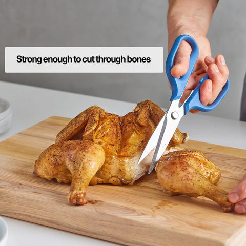 Heavy Duty Kitchen Shears For Everyday Chores, Pro Grade Stainless Steel Scissors For Meat, Herbs And Veggies, Ambidextrous Comfort Handle, Easy Clean Design, Durable Blue Kitchen Must Have cutting roasted chicken
