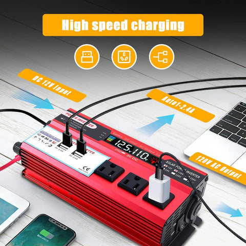Tailgate Beast 1000W Peak Power Inverter Converts 12V DC To 110V AC With 3 Wall Outlets And 4 Quick Charge USB Ports.
