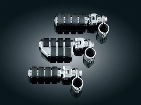 Pair of Large ISO Pegs with mounts and magnum quick clamps for 1-1/4 inch engine guards in chrome finish, motorcycle accessories