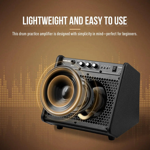 20W Portable Drum And Keyboard Amp With Dual Drivers For Home Practice, Bluetooth Five Point Zero Wireless Streaming, shown at angle.