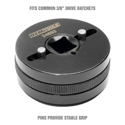 Close-up of 2 And 3 Pin Brake Rewind Adapter Set For Disc Brakes, Fits Three Eighths Inch Drive Ratchets, compact and durable.