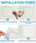 Installation steps for Heavy Duty 2 Pack Self Adhesive Access Panel For Drywall Six By Six Inch Square Vented Wall Hole Cover.