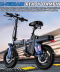 Foldable 14 Inch Electric Bike With A 650W Peak Motor That Powers You To 20 MPH, 28 Mile Range, Rugged Nine Point Suspension