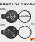 Windshield Washer Fluid Reservoir Cap for GM Rides and Trucks Fits Cadillac Escalade Chevrolet Silverado dimensions