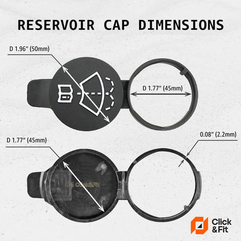 Windshield Washer Fluid Reservoir Cap for GM Rides and Trucks Fits Cadillac Escalade Chevrolet Silverado dimensions