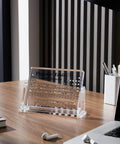 Cool Clear Acrylic Periodic Table With Real Elements Inside Size 6.7 By 4.7 Inches on desk with books and laptop