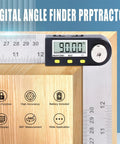 Killer Accuracy 12 Inch Digital Angle Finder And Stainless Steel Protractor For Woodworking And Carpentry showing 90-degree angle.