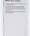 Packaging of must-have white storage lock replacement part for awnings, durable RV camper auto accessory, easy install, secure latch.