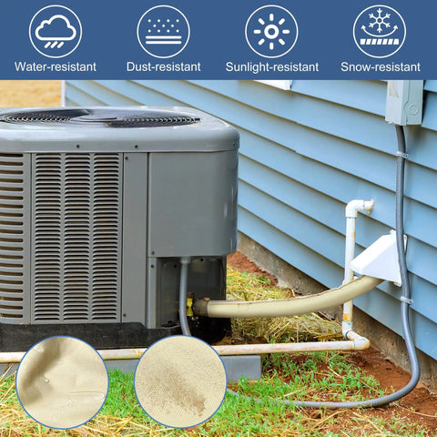 Copper Pipe Insulation Cover For Outdoor AC And Heat Pump Lines, 72 Inch By 10.2 Inch Flexible Foam Sleeve, installed outdoors