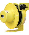 Hardcore Workhorse Retractable Power Cord Reel With 50 Foot 14 Awg 3 Core Soow Cable, yellow steel design for tough pro worksites.