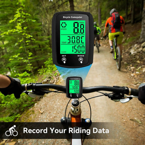 Wired Bike Computer With Touch Sensor For Road, Mountain And Folding Bikes, Waterproof Bicycle Speedometer And Odometer Displaying Speed In MPH And KMH On A Big Digital LCD Screen With Auto Wake Up Ride Ready