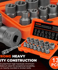 Bolt Extractor Kit 14 Piece Impact Grade CRMO Steel Nut Remover Set With Three Eighths Inch Drive Socket For Removing Frozen Rusted Rounded Bolts And Lug Nuts Sizes Eight To Nineteen Millimeters In Automotive And Machinery Repair