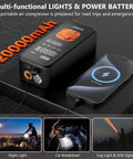 Portable Tire Inflator Air Pump With Digital Pressure Gauge And LED Light, 4X Faster Inflation To 150 PSI on a black surface