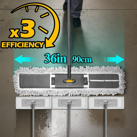 Score A Spotless Shine Daily With This Beast Mode 36 Inch Commercial Dust Mop Featuring A 62 Inch Adjustable Handle And Three Dense Washable Inserts For Easy Cleanin Across Hard Floors, showing mop efficiency on a hard surface.