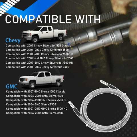 Rugged Stainless Steel Fuel Line Kit With Flexible Braided Lines For 2004-2010 Chevy Silverado 1500 Classic 2500 3500 HD And GMC Sierra 1500 Classic Replaces 15946200 background with compatible vehicles listed