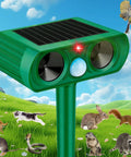 Motion Activated Solar Ultrasonic Outdoor Animal Deterrent With PIR Sensor Waterproof Yard Guard For Cats Dogs Squirrels Raccoons Skunks Rabbits Deer Foxes Humble Humane Noiseless Protection That Keeps Critters Off Your Lawn And Garden All Year on stake