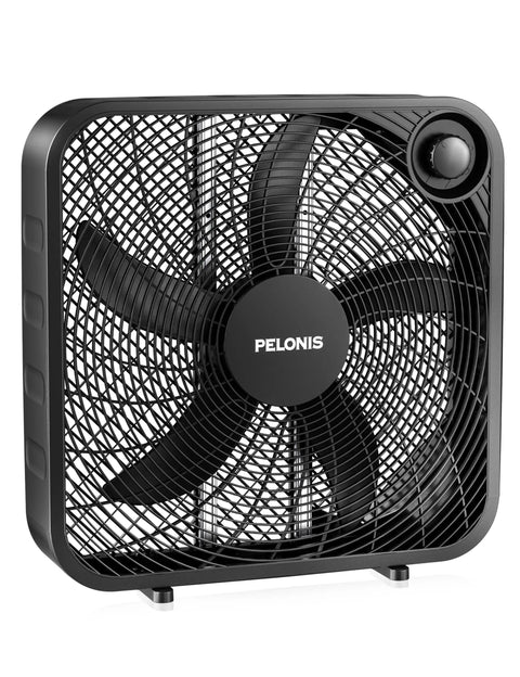 20 Inch Box Fan With 3 Speeds For Window Floor Or Tabletop Use lightweight 5 blade design, front view showing control knob