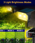 Color Changing Solar Spotlight Kit With 20 LEDs, 7 Modes, IP65 Waterproof Outdoor Landscape Lights showing 3 light brightness modes