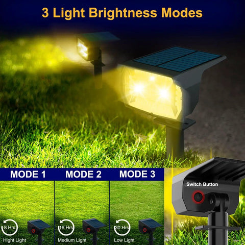 Solar Landscape Spot Lights Outdoor Waterproof IP67 72 LEDs 3 Modes 2 In 1 Auto On Off Flood Lights For Garden Lawn Patio