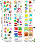 9 Sheets Animal Alphabet Wall Decals With Educational Numbers Colors Weather Shapes Seasons Months And Weeks for kids
