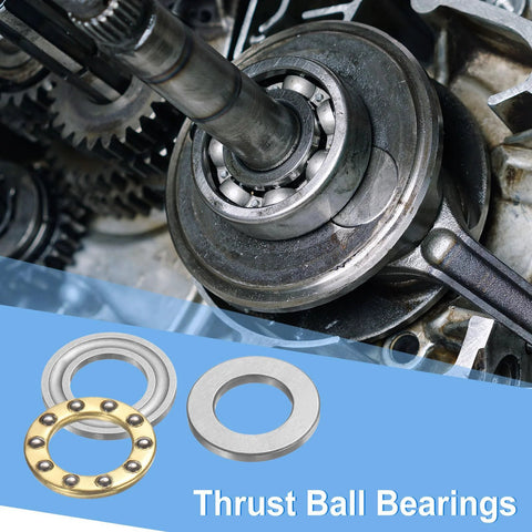 uxcell 8pcs F8-14M thrust ball bearings with washers; chrome steel, 8x14x4 mm, shown on blue banner