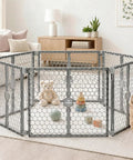 Mega Wide 192 Inch Baby Gate And Play Yard 2 In 1 Gate To Playpen Expands For Open Spaces in gray with toys inside