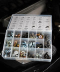 Open case of Oil Drain Plug Kit 76 Piece Assortment With SAE And Metric Plugs And Washer Gasket Set Fits Jeep GM Ford Toyota