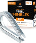 Heavy Duty Stainless Steel Wire Rope Thimbles 1/8 Inch Marine Rigging Sailing Thimble Kit shown beside packaging.