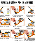 Step-by-step instructions for using 75 Mm Button Maker Kit Punch Press For DIY Badges And Crafts, Kid Friendly Gift