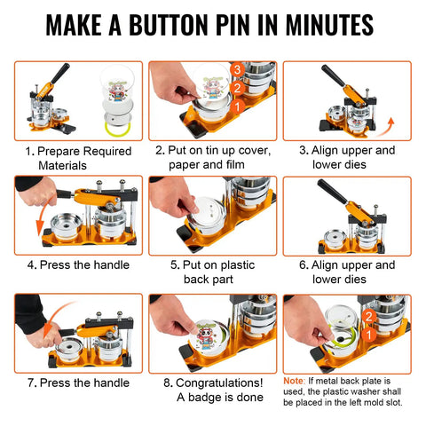 Step-by-step instructions for using 75 Mm Button Maker Kit Punch Press For DIY Badges And Crafts, Kid Friendly Gift
