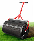 Compost Spreader For Peat Moss With Brush Mesh Cleaner, 24 Inch Lawn Roller, with adjustable T shaped handle on grass
