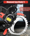 Heavy Duty Beast Mode 9500 Watt Electric Concrete Wall Ring Saw With Built In Water Pump showing diamond saw blade, close-up view.