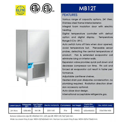 Top Shelf Heavy Duty Commercial Blast Freezer 241 Liter Capacity Stainless Steel Build with digital panel, minus 39 degrees.