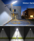 High Power Solar Street Light With Remote, 350W 400 LED Flood Light, Dusk To Dawn Motion Sensor, IP66 installation view