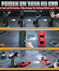 Instructions for using 1 to 43 Scale Mini RC Drift Car With Gyro, remote control setup, car placement on flat surface, connect for drift.