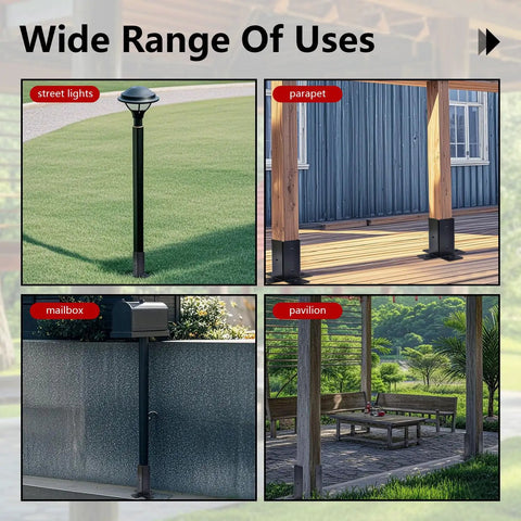 Four Pack Adjustable Half Column Post Base Brackets For 1.5x1.5, 2x2, 2x4, And 4x4 Wood Posts For Fence, Deck, Pergola, Courtyard uses