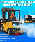2 In 1 RC Forklift Toy With Transforming Lift And Hook Crane 11 Channel Remote Control Vehicle spraying and lighting up