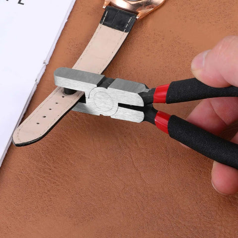 Using 2.0mm Shoe Strap Hole Puncher For Watch Bands Leather Belts Fabric Jewelry Tags And Earring Cards on a leather watch strap