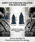 Emergency Tire Repair Screws For Tubeless Tires Quick Plug Kit size guide showing dual-size screws for different punctures.