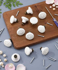 White Ceramic Cabinet Knobs Set With 12 Dope Retro Round Dresser Pulls, Includes Mounting Screws In Two Sizes And A Handy Screwdriver