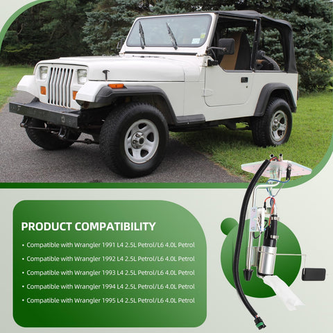 Fuel Pump Assembly For Wrangler 1991 1992 1993 1994 1995 2.5L I4 And 4.0L V6 Gas Engines SP736H Replacement Part Numbers 5003860AA AB