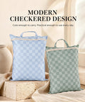 Two Pack Large Wet Dry Bags For Swimwear And Laundry, Waterproof Travel Organizer, cute checkered design, two bags displayed.