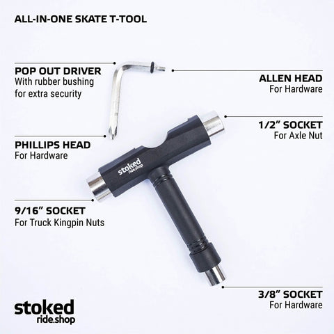 All-in-one skate T-tool for Reds Bearings 8 Pack For Skateboards Longboards Scooters And Spinners With Included Tool