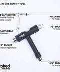All-in-one skate T-tool with pop out driver, sockets, and Phillips head for Reds Bearings 608 set with Dragon Spacers.