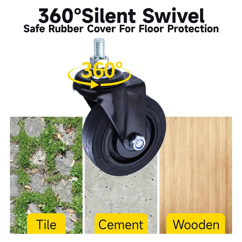 Heavy Duty 4 Inch Stem Caster Wheel With Threaded Stem Quiet 360 Degree Swivel For Cart Furniture Office Desk Chair Workbench